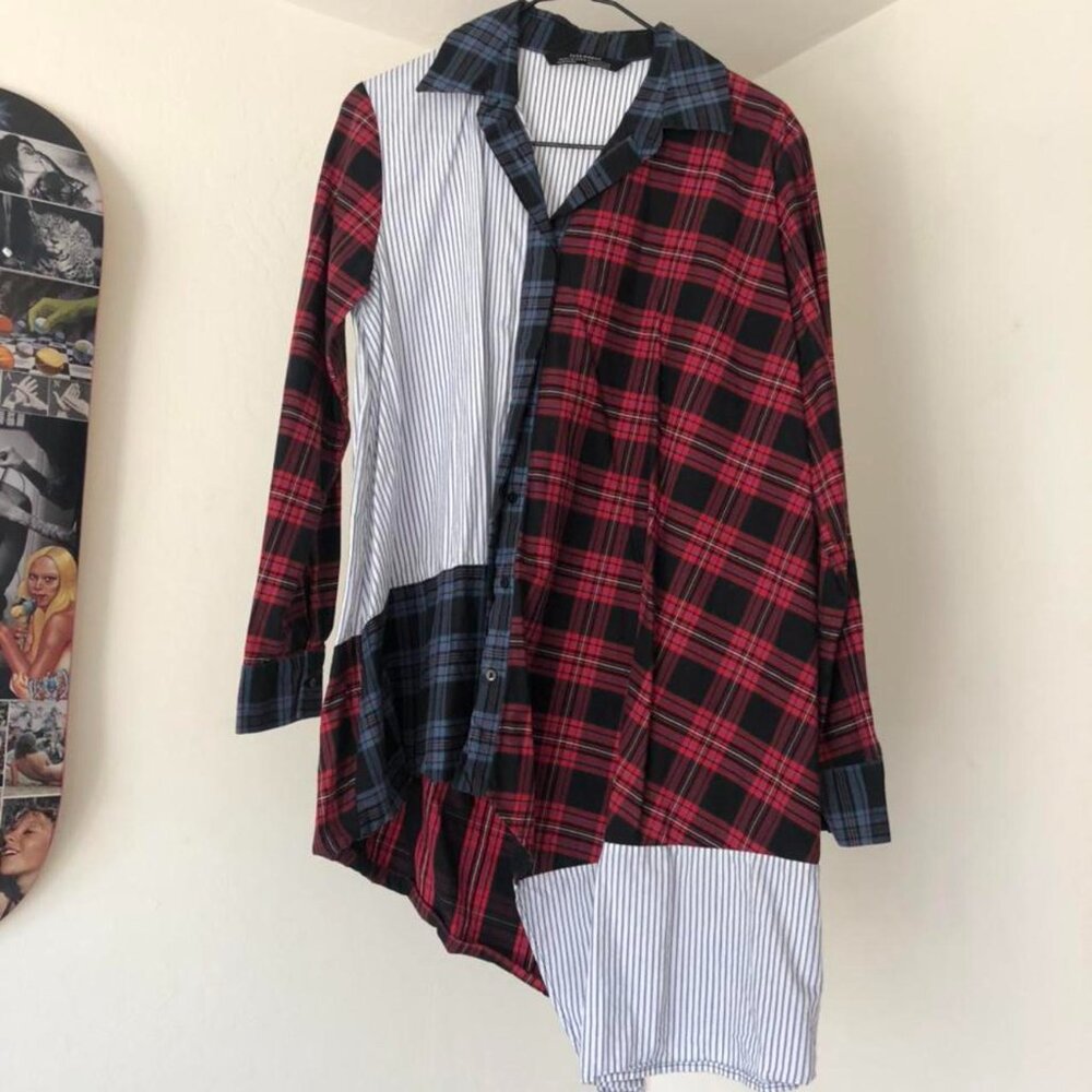 Womens ZARA Premium Collection, Asymmetrical Button-Up Blouse